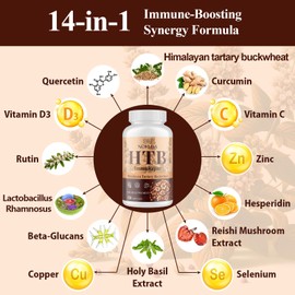 Nokuba Himalayan Tartary Buckwheat Supplement with Quercetin, Vitamin C, D, Zinc, Curcumin for Immune Support & Antioxidant & Gut Health - 120 Vegan Capsules