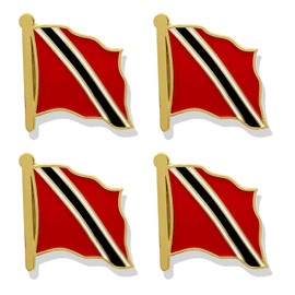 HSQCEZ 4 Pack Trinidad and Tobago Flag Lapel Pin - Trinidad and tobagoans Flags Pins Lapel Hat Backpacks Suit Decoration & Men Women Waving Patriotic Enamel Metal Badge Souvenir