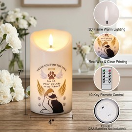 Lasumora Dog Memorial Gifts for Loss of Dog, Real Wax Flameless Memorial Candle with Remote Timer and Flickering Glow, Pet Memorial Gift for Dogs in Loving Memory, Sympathy Remembrance Gift
