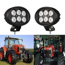 Raycharm 4X6 Inch Oval 60W 6000 Lumens 6000K Super Bright Flood Beam Off-Road LED Work Light for Tractor 2-Pieces
