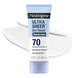 Neutrogena Ultra Sheer Dry Touch - Loción de protección solar SPF 70, amplio espectro, resistente al agua de 80 minutos, sin aceite, sin oxibenzona, n