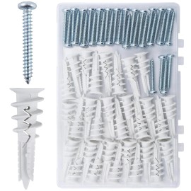JEGONFRI 60PCS Drywall Anchors & Screws Heavy Duty 75LB Hold