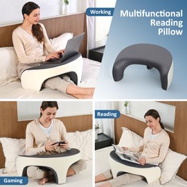 Lap Desk Reading Pillow, Gaming Pillow with Memory Foam Comfort, Bed Rest Desk Pillows for Reading & Working, Multi-Use Couch Laptop Pillows for Adults, Ergonomic Arm Rest for Bed, Sofa & Floor