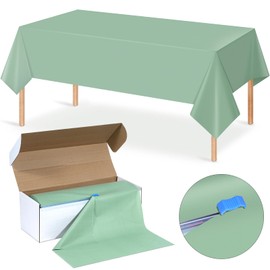YIDAKO 54 Inch×300 Feet Sage Green Tablecloth Roll Disposable Rectangle Light Green Table Cloth Roll Plastic Table Covers with Slide Cutter for Birthday Bridal Wedding Baby Shower Party Decorations