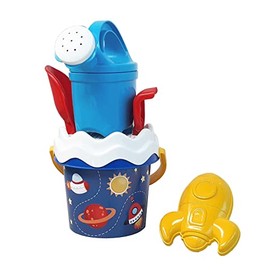 Space Baby Bucket Set, Sand Toy, 6 Pieces, Bucket, Strainer, Sand Shape, Shovel, Rake, Waterer, 11 cm, Diameter: 14 cm, from 10 Months