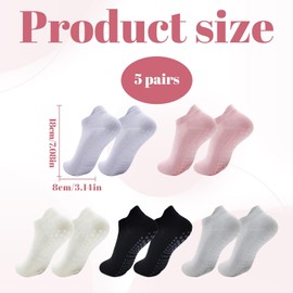 Watlikeup 5-Pairs Non-Slip Yoga Grip Socks Pilates,Breathable Yoga Socks for Women Non Slip with Toe Grip,Pilates Grip Socks Women,for Pilates/Ballet/Dance,Used to Exercise