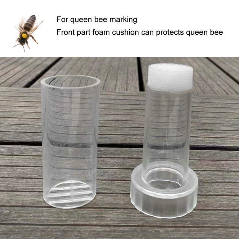 Zerodis Queen Bee Marker Bottle, Plastic Full Transparent Flat Beekeeper