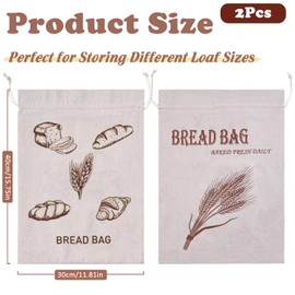 KSVFTB 2 Pcs Bread Bag, Bread Bags For Homemade Bread, Bread Bags, A Lined Bread Bag That Can Store Bread, Reusable Bread Bag (30cm*40cm)