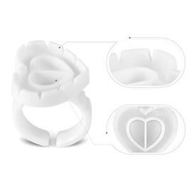 Embagol 200 PCS Glue Rings Smart Glue Cups Lash Glue Holder Heart Glue Cups Lash Glue Rings Fanning Blossom Cups for Eyelash Extensions White