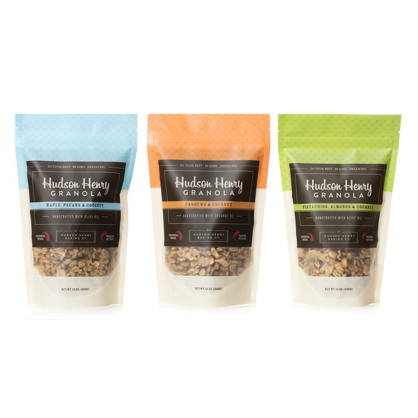 Hudson Henry Granola, Variety Pack (Pecan, Cashew, Pistachios granolas) -