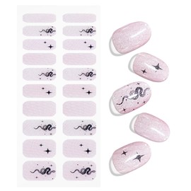 JMEOWIO Gel Nail Stickers Snake Star Semi Cured Gel Nail Strips Wraps UV/LED Nails Art Design Decoration Accessories