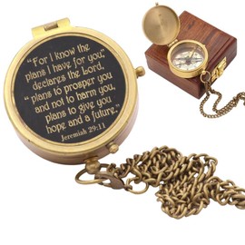 RII for i Know The Planes I Have for You Compass with Wood Box,Jeremiah 29 11, Baptism Gifts, Gift for Him, Birthday, Fathers Day, Graduation Gift, Gift for Son