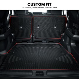 LASFIT Trunk Mat&Backrest Mat for Toyota 4Runner 2025-2026 Gasoline(Only Fit 5 Seats), All Weather TPE Custom Fit Cargo Liner for 4Runner SR5/TRD/Limited 6th gen 4 Runner Cargo Mat, Black