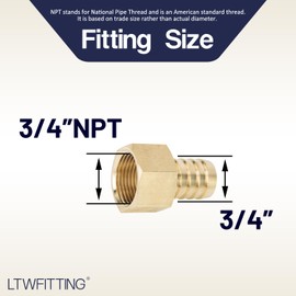 LTWFITTING No Lead Brass Fitting Coupler/Adapter 3/4" Hose Barb x 3/4" Female NPT Fuel Gas Water (Pack of 5)