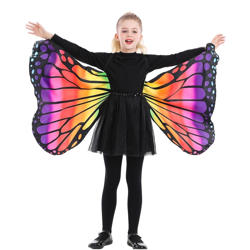 Seasons Kids Butterfly Cape Wings, One Size,Rainbow, W10351