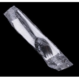 Daxwell Plastic Cutlery Kits, Medium Weight Polypropylene (PP), Spork, Spike Straw, Napkin, Black, B10003401 (Case of 1,000)