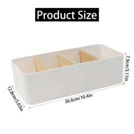 YIWONFU 4 Compartments Organiser Remote Controls, Bamboo Pen Holder with Removable Compartments, Multifunctional Office Desk Organiser for Pens, Sticky Notes, Glasses, Scissors (White)