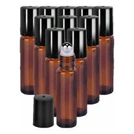 10 Pz Envase Botella Roll On Vidrio 10 Ml Ambar