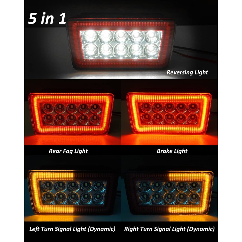 Bestview 5-In-1 LED Rear Fog Light Assembly Kits Compatible for