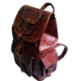18" Leather Backpack Travel rucksack knapsack daypack Bag for men women