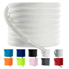 VGUBLG Oval ShoeLaces 1/4" Athletic Shoe Laces Half Round 14 Different Lengths Running Shoelace for Everone in 24"-79" White 63"