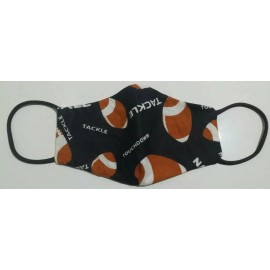 Handmade Football Touchdown Tackle Black Reversible Repurposed Fabric Face MaskONE SIZE
