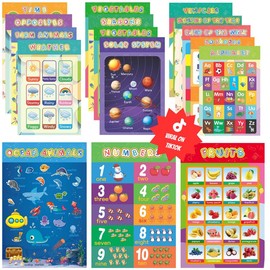 16 Educational Posters for Classroom & Kindergarten - Laminated PreK Learning Charts - ABC Alphabet, Shapes, Colors, Weather, Days of the Week - 11x16.5 Inches - Double Layered Waterproof - Perfect for Early Education