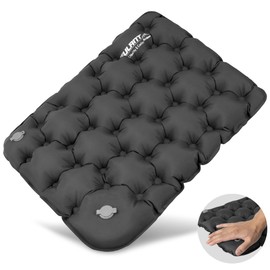 EULANT Inflatable Camping Seat Cushion, Waterproof Hand Press Air Cushion, Ultralight Travel Cushion for Beach, Hiking, Fishing, Boating, or at Concerts, Beach (Black - Hand Press)
