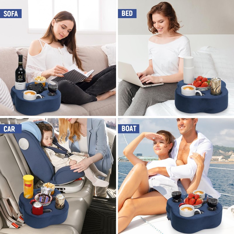 HEALSTOK Couch Cup Holder Pillow, Sofa Organizer Caddy Bed Refreshment