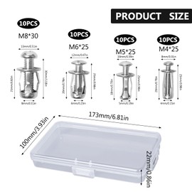 Neikafan Petal Nuts with Screw 40 Pieces M4 M5 M6 M8 Cavity Dowel Metal Wall Nut Set Petal Nuts for Home Decoration and Fixings to Cavity and Plasterboard Walls