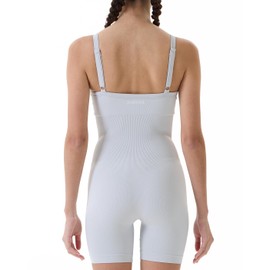 AUROLA Power - Mameluco para mujer, sin costuras, con espalda cruzada, con control de abdomen, para entrenamiento, yoga, gimnasio, brasier deportivo acolchado, #1 Smokey Grey, XS