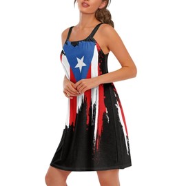 Srengjodk Puerto Rico Outfits for Women Trip 2025,Puerto Rico Flag Dress,Sun Dresses Women Maxi,Puerto Rico Flag Print Large