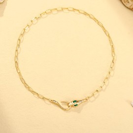 Ushiny Snake Necklace Chain with Gold Pendant Snake Necklace for Women and Girls, Pearl, Amber