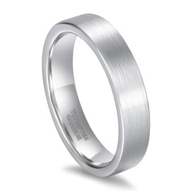 Greenpod 5mm Tungsten Carbide Ring for Women Men Silver Brushed Thin Wedding Band Comfort Fit Size 8.5