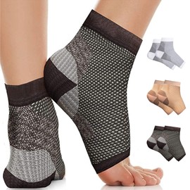 Calcetines Fascitis Plantar, Tobilleras para Esguince, Tobillera Deportiva Elástica Calcetines, Calcetines Compresión para Mejorar Circulación Sanguínea, Calcetines Deportiva Hombre y Mujer, 1 Par (Negro, S/M)