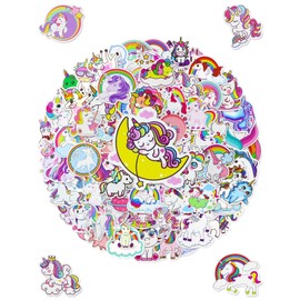 GAUENEEN 100 Pcs Unicorn Stickers, Waterproof Vinyl Sticker for Water Bottle, Cute Stickers for Laptop