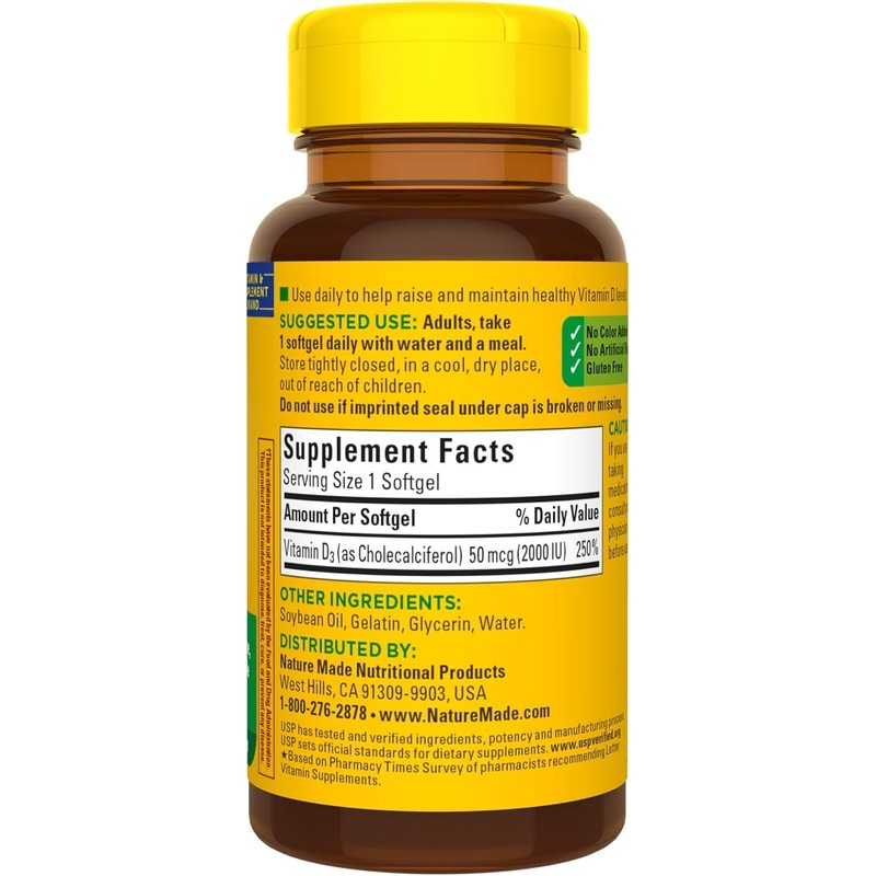 Nature Made Vitamin D3 2000 IU Liquid Softgels 90 ea