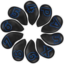 Craftsman Golf Black Classic Iron Headcover set with Blue Large No. on Both Sides Magnetic Closure