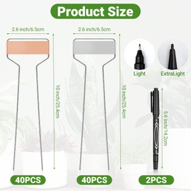 80 Pcs 10" High Plant Labels, Include 40 Copper Metal Plant Tags and 40 Weatherproof Garden Aluminum Markers Bulk with Marker Pen Reusable Seedling Sign Nursery Tag for Outdoor Herb Vegetable Flower