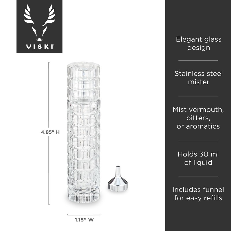 Viski Martini Atomizer Perfect for Vermouth or Bitters, Travel Spray