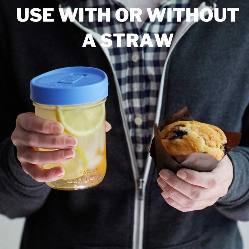 iLids Mason Jar Drink Lid, Wide Mouth, Seafoam, 2-Pack