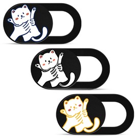 Cute Cat Webcam Cover Slide, Ultra-Thin Privacy Cover for Laptop, Tablet, Smartphone, Cat Lover Gifts, Cat Mom Gifts, Cat Themed Gifts for Women, Fun Camera Cover for Webcam Protection (3-Pack)