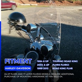 ECOTRIC 29'' x 22'' Motorcycle Windshield Compatible With 1994-2024 Harley Davidson Touring Road King FLHR FLHRS FLHRCI w/Bracket Mounting Bracket Detachable Quick Release Clear
