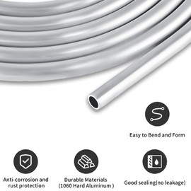 MuHize 10 ft 5/16 Aluminum Fuel Line Tubing, Easy to Bend and Corrosion Resistance, Use In Plumbing Fuel Systems, Oil Systems, Water Systems and Air Systems