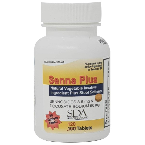 Senna Plus Natural Vegetable Laxative Plus Stool Softener | Special Pack 120 Count Tablets