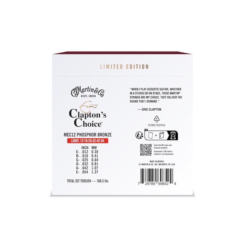 Martin MEC12LTD20 Claptons Choice - Cuerdas para el 20º aniversario,