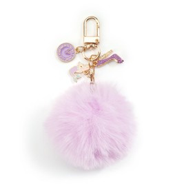 Pink Fur Ball Keychain, Cute Cartoon Keyring with Pom-Pom Design, Ideal Friendship Gifts for Her, Birthday Gift for Women, Mum, Sister, Girlfriend, Stylish Keychain for Bags