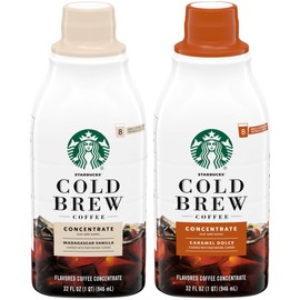 Starbucks Cold Brew Concentrate, 32 Fl Oz (Madagascar Vanilla + Caramel Dolce)