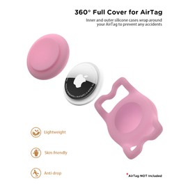 WhoseID Airtag Dog Collar with QR Code Buckle, Leather Dog Collars with Waterproof Air Tag Holder Adjustable Soft Padded Fit for Girl/Boy/Small/Medium/Large Pet (Pink, Small Dogs)