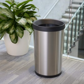 Tramontina 81200/004DS 13 Gallon Stainless Steel Open Top Round Bin Trash Can